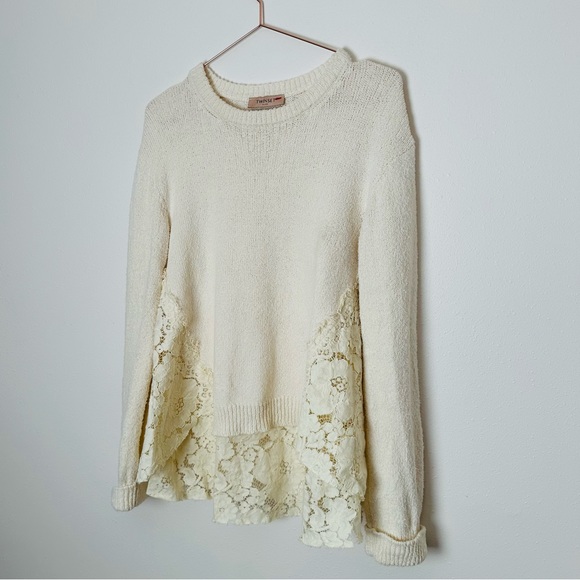 Twinset Cotton and lace asymmetrical cozy sweater - Picture 15 of 15